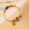 Pulsera de Piedra Natural Estilo Étnico Tibetano Nuevo Retro Simple Personalidad para Hombre y Mujer Serie Cuentas Nepalés Tejida