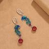 Pendientes de fénix de ágata roja con borlas de esmalte cloisonné de estilo nacional para mujer, joyería de nicho artesanal de epoxi de moda sencilla