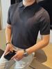Nova Camisa Polo de Tricô Elástico de Manga Curta Masculina para o Verão 2025 Slim-fit Lasel Leve Madura Casual Camiseta de Manga Curta para Homem