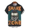 Comércio exterior 2024 estampa legal fofa de tubarão com impressão 3D camisa masculina casual de rua masculina