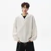 Moletom Masculino de Outono com Padrão de Espiga de Trigo Falso Duas Peças Americano Cleanfit Patchwork Gola Lapela Alta Inteligência Casal Manga Longa