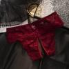 Ropa interior de encaje para mujer, tentación, apasionada, sexy, sin aberturas, de cintura baja, sencilla y ahuecada.