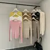 Y.JIA Yijia Otoño/Invierno Sencillo Básico Versátil Adelgazante Manga Larga Cuello Redondo Tejido 753