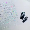 Pegatinas de Uñas Artísticas Nuevas Transfronterizas al por Mayor Dos Tonos Estampado en Caliente Plata Flores Caladas Trébol de Cuatro Hojas 3D Impermeables Parches para Uñas