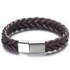 Pulseiras Europeias e Americanas de Venda Quente Transfronteiriça, Pulseiras de Couro Feitas à Mão, Pingentes Lisos de Aço Inoxidável, Podem Ser Gravados com Logo, Atacado