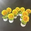 Enfeites e Presentes, Plantas Verdes Simuladas Tricotadas à Mão, Girassóis de Lã, Ganhando o Prêmio Principal na Temporada de Formatura, Vasos de Girassóis