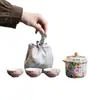 Juego de Té Esmaltado Estilo Palacio Juego Rápido de Tazas Portátil para Exteriores Bolsa de Tela de Lujo Ligero Juego de Té de Viaje Una Tetera Tres Tazas