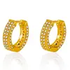 Accesorios europeos y americanos aretes de hebilla de oreja de doble fila de diamantes con diamantes completos venta caliente transfronteriza moda lujo ligero circonita completa micro incrustada hebilla de oreja femenina