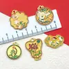 Colgante de Calabaza Dorada Hueca Estilo Antiguo Flor de Loto Aleación Esmalte Doble Agujero Abanico de Plátano Vintage Accesorios para Collares y Pendientes DIY