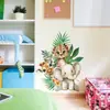 Brup Adesivos de Parede Animais da Selva em Aquarela Guepardo Girafa Elefante Adesivos de Decoração de Parede para Quarto de Crianças Br5435Q