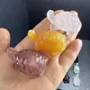 Pedra bruta de cristal natural polida, esculturas de animais mistas, esculturas de animais multimateriais, atacado de venda quente transfronteiriça