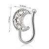 Amazon Cross-Border Piercing Uña de Nariz Falsa Cobre Incrustado Flor Luna Nariz Sándwich Forma Hoja Clip para Oreja Irregular Anillo de Nariz Sin Agujero