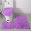 Set de Baño de Tres Piezas de Lana de Seda Felpudo Antideslizante para Baño Alfombra Aislante de Pelo Largo Combinación de Felpudos Transfronterizo