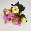 Suministro de fábrica, 5 tenedores, color otoño, rosa intenso, flor artificial, flor de mango pequeño, rosa, flor de seda, flor falsa, venta al por mayor