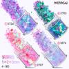 Set de Lentejuelas Mixtas de 12 Colores Rosa Púrpura para Uñas Joyería para Uñas Brillo en Polvo Rodajas Degradado Polvo Láser