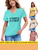 Camiseta de Manga Corta Talla Grande 100 kg para Mujer, Atuendo de Verano 2026, Hombro Normal, Holgada, Única, Hermoso Top de Cuello en V