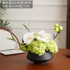 Mesa de centro floral simulada de lujo de alta gama, mesa de comedor para sala de estar, adornos de flores artificiales, jarrón geométrico creativo, decoración de hotel, arreglo floral