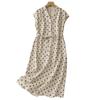 Vestido de Algodón y Lino con Lunares Retro para Mujer, Moda de Verano, Estilo Nuevo, Falda Hermosa y Popular para Mujer Este Año