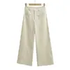 Pantalones de traje de pierna ancha ajustados estilo americano para mujer, nueva colección de verano 2026, diseño de cintura alta, pierna recta, color albaricoque, pantalones casuales inspirados en ropa de trabajo