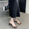Sandalias de Tacón Grueso de Verano Elegantes y Sencillas con Tacón Cuadrado Elegantes Zapatillas Transparentes Nuevas para Uso en Exteriores Versión Coreana