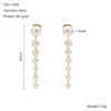 Pendientes de Borla de Perla Europeos y Americanos Pendientes de Acero Inoxidable Pendientes de Acero de Titanio de Gama Alta Ins Joyería Chapada en Oro de 18 Quilates para Mujeres