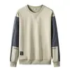 Sudadera con cuello redondo y diseño de cruz para hombre Enbu, corte holgado, jersey para primavera y otoño, patchwork, camiseta casual de manga larga para hombres jóvenes