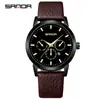 Reloj Sanda para Hombre Digital de Cuarzo Moda Tres Ojos Seis Manecillas Calendario Simple Correa de Malla Reloj para Hombre