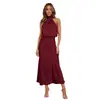 Vestido sin mangas de satén de alta gama, nuevo para la primavera y el verano 2024, transfronterizo europeo y americano, moderno y elegante, vestido de noche ligero y elegante