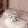Colar de aço titânio com cabeça de leopardo de zircônia e diamantes completos estilo europeu e americano feminino não desbota nicho luxo leve temperamento corrente clavícula joia atacado
