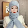 Chapéu e Cachecol Tudo-em-Um Feminino Inverno 2024 Novo Chapéu de Lã Feminino de Inverno com Cachecol de Pescoço Quente Espessado Capuz com Forro de Fleece