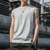Nuevo chaleco sin mangas para hombre, camiseta casual de color liso, suéter con capucha, camiseta con cordones, sudadera hip-hop para hombre