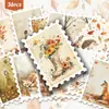 36 adesivos de carimbo aquarela de outono curativos em estilo de conto de fadas da floresta para decoração de diário DIY, atacado