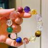Pulsera de tesoro de flor de goma roja de cristal blanco natural de 12-15 mm, pixiu de amatista, cristal amarillo limón, piedra ojo de tigre