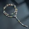 Colar longo de pérolas de alta qualidade, temperamento feminino, versátil, com diamantes em formato de folhas, corrente para suéter, novos acessórios de outono e inverno, atacado