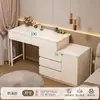 Penteadeira cuidadosamente selecionada para quarto, mesa de cabeceira simples e moderna, mesa de maquiagem com armário de armazenamento, nova escrivaninha de maquiagem integrada em estilo creme
