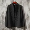 Primavera/Verão 2026 Roupa Tang Masculina de Algodão e Linho Estilo Chinês Conjunto de Manga Longa Retrô Étnico Corte Solto com Gola Alta Abotoada Roupa Tai Chi