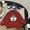 Malharia Infantil Macacão Veludo Roupa de Inverno Infantil Malharia Festiva Vermelha Infantil Camiseta de Base Infantil Forrada com Lã Roupas Infantis para Meninos