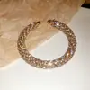 Pulsera Abierta de Hilo con Incrustaciones de Diamantes Transfronteriza Europea y Americana, Moderna y Personalizada, Pulsera Versátil, Joyería de Lujo Ligero y de Alta Gama para Mujeres