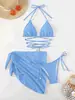 Novedad 2024 Trajes de Baño Europeos y Americanos Bikini Sexy Traje de Baño de Tres Piezas Bikini para Mujer Comercio Exterior Transfronterizo