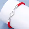 Pulsera para Parejas, Pulsera Tejida de Hilo Negro y Rojo, Regalo para Estudiantes, Pulsera Conmemorativa en Forma de Corazón para Dropshipping