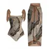 Traje de Baño Conservador Conjunto Europeo y Americano 2025 Cubre Vientre Delgado Vacaciones Playa Aguas Termales Bikini Conjunto Retro Francés