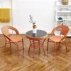 Conjunto de Mesa e Cadeiras de Chá para Varanda Conjunto de Três Peças Mesa de Café Mesa Novas Cadeiras Pequenas Mesa Redonda Pequena Cadeiras Redondas Imitação de Rattan