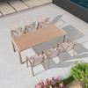 Mesa e cadeira para área externa Anticorrosivo Plástico Madeira Exterior Exterior Varanda Mesa de jantar Pátio Jardim Simples Moderno Telescópico Mesa longa
