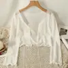 Nuevo Cárdigan con Cordones Protector Solar para Mujer, Chal Corto de Malla con Mangas Largas, Cubre Vestido de Verano, Top Delgado de Seda de Hielo