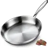 Frigideira de Aço Inoxidável 304 Atacado, Sem Revestimento, Antiaderente, Aço de Três Camadas, para Fritar Bife e Ovos, Frigideira Multiuso