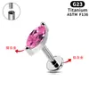 Stud de Lábio de Liga de Titânio F136 Parafuso com Rosca Interna Stud de Orelha com Zircônia Joia para Piercing de Orelha Em Estoque Dropshipping
