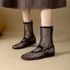 Botines cortos de malla calada estilo coreano 2026 para mujer, transpirables, nuevos, modernos y a la moda, con punta redonda, de malla para primavera y verano