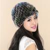 Sombrero de Piña Espiral Hecho de Piel de Conejo Rex, Gorro de Cuero Tejido de Invierno Cálido Engrosado para Mujer, Espiral Engrosado para Personas Mayores