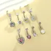 Conjunto de 8 peças de piercing de umbigo joia para piercing corporal e-commerce transfronteiriço cravejado de zircônia anel de umbigo em forma de coração fabricantes em estoque atacado