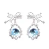 Brincos de Pérola com Laço Geométrico de Zircônia Personalizados Simples Nicho Luxo Leve Alto Padrão Exquisitos Doces Versáteis